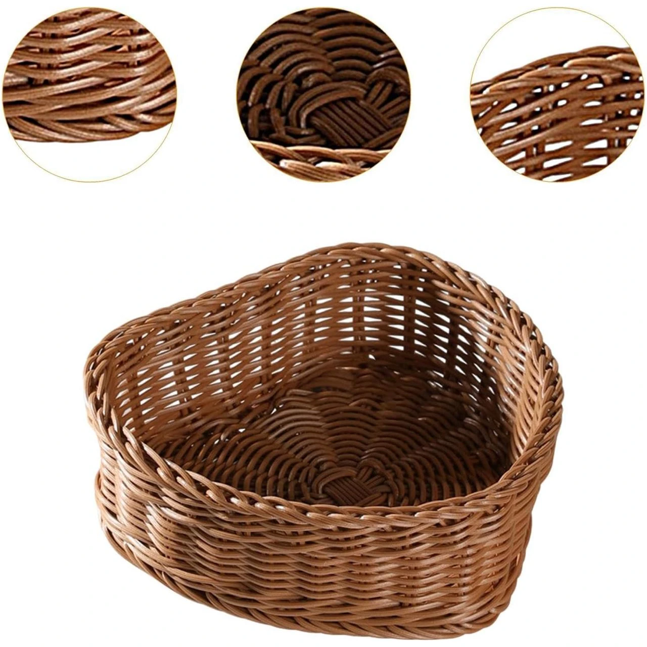 2000A Heavy Heart Shaped Polyrattan Basket with Metal Wire - 30x27x10cm — view 4