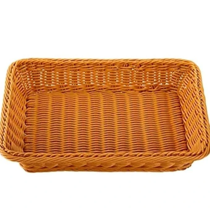 2004 Heavy Rectangle Shaped Polyrattan Basket with Metal Wire - 24x18x7cm