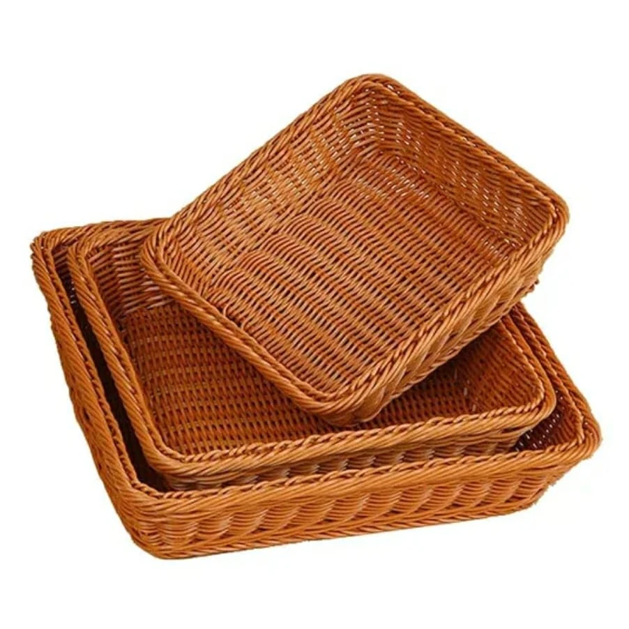 4008 Heavy Square Shaped Polyrattan Basket with Metal Wire - 20x8cm — view 7