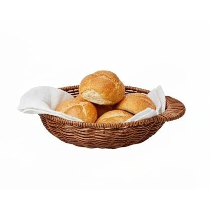 Heavy Round Shaped Polyrattan Basket with Handles & Metal Wire - 20x8cm — view 3