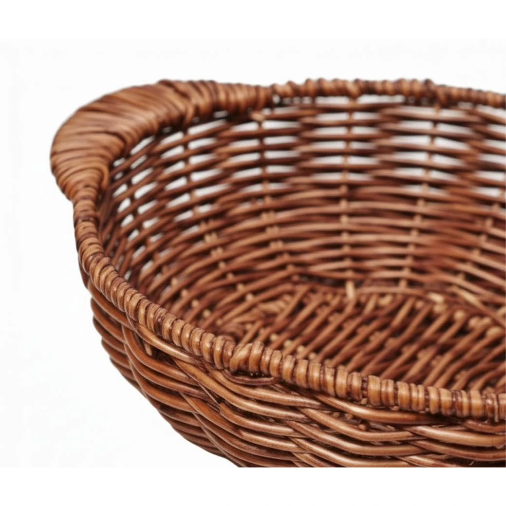 Heavy Round Shaped Polyrattan Basket with Handles & Metal Wire - 20x8cm — view 5