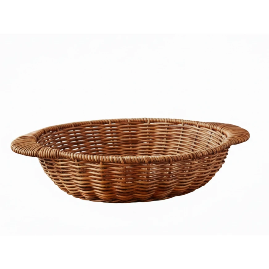 Heavy Round Shaped Polyrattan Basket with Handles & Metal Wire - 20x8cm — view 7