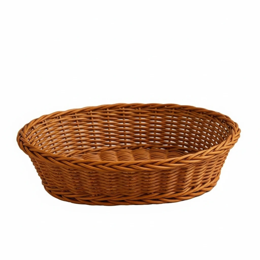1001 Heavy Oval Shaped Polyrattan Basket with Metal Wire - 23x17x8cm