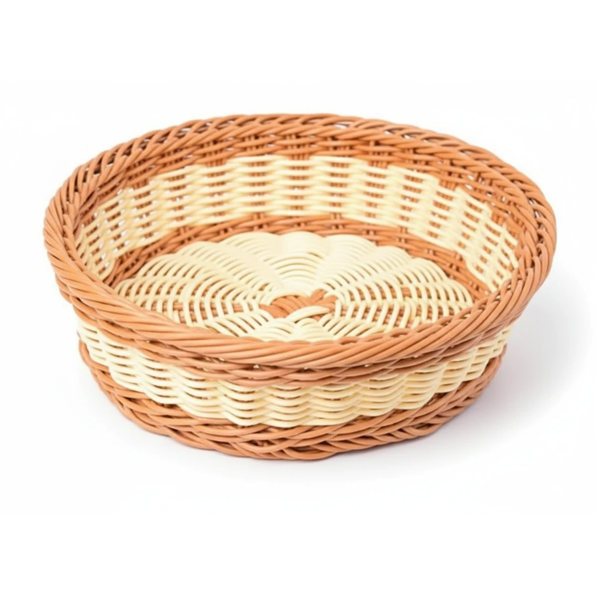 4002 Heavy Round Shaped Polyrattan Basket with Metal Wire - 20x8cm