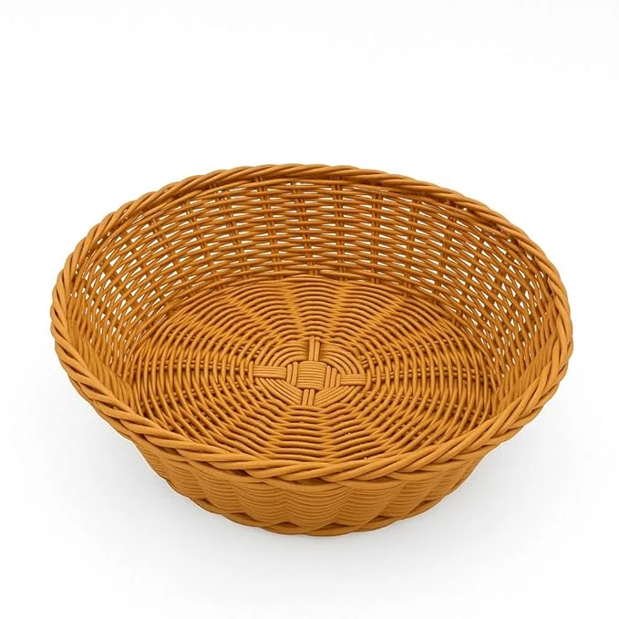 4002 Heavy Round Shaped Polyrattan Basket with Metal Wire - 20x8cm