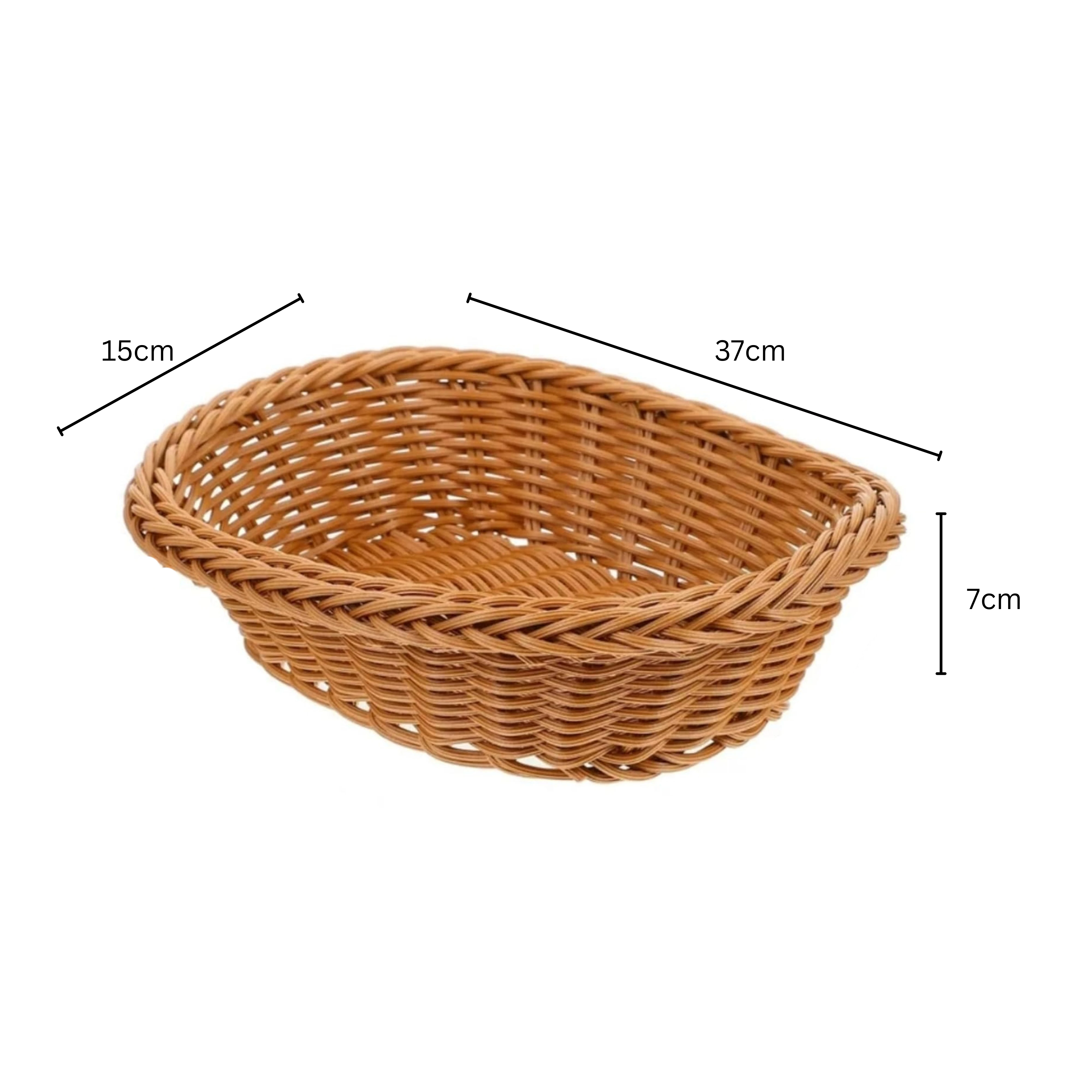 6005 Heavy Oval Shaped Polyrattan Basket with Metal Wire - 37x15x7cm — view 2