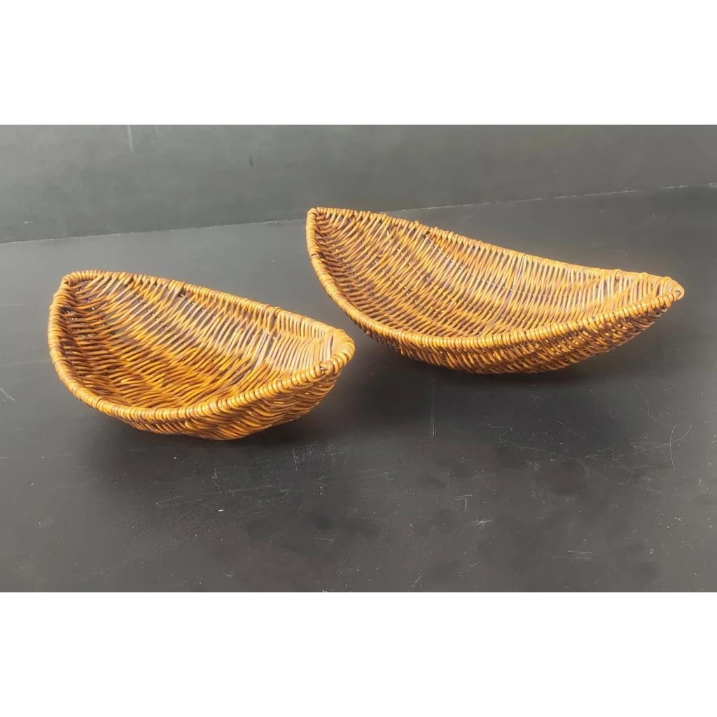 Heavy Boat Platter Shaped Polyrattan Basket with Metal Wire - Walnut Brown — view 8