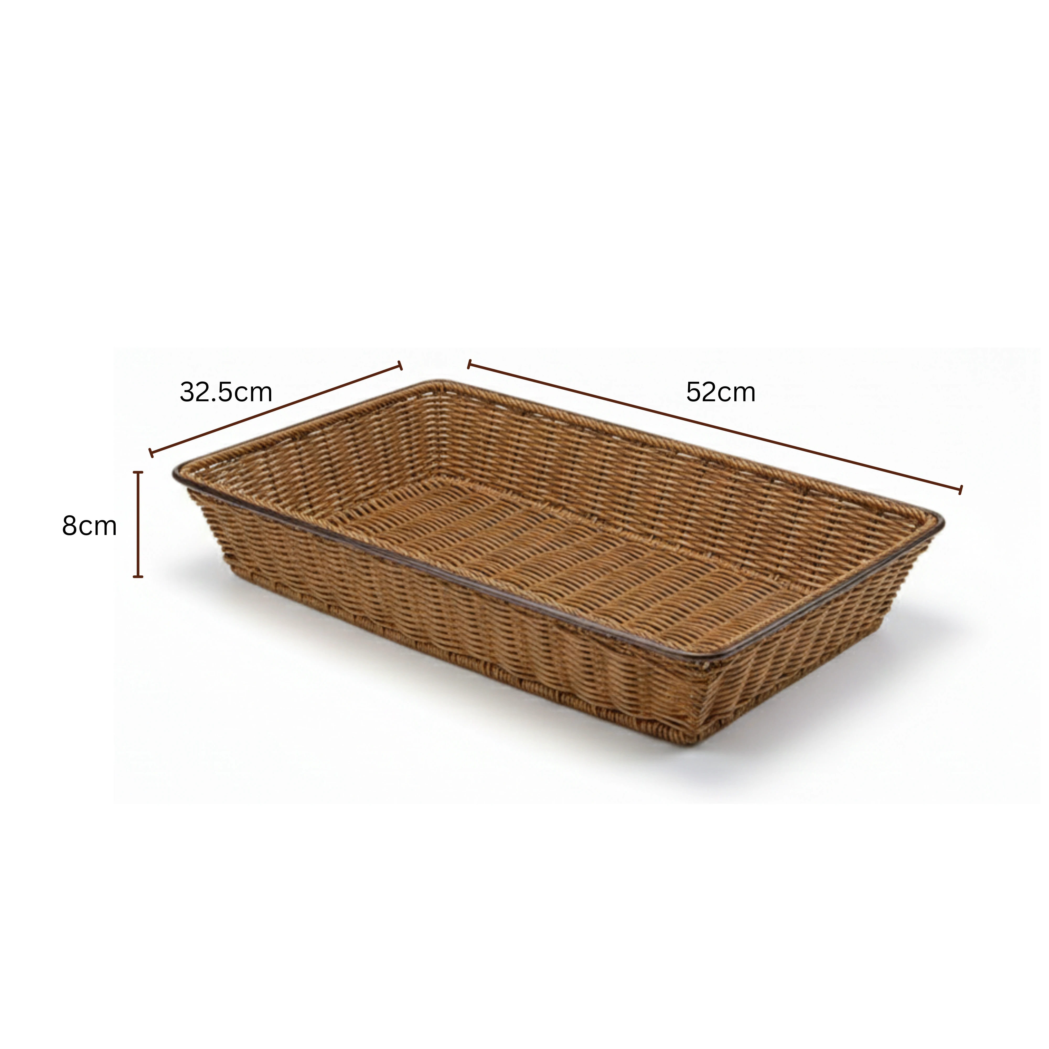 Heavy Rectangle Shaped Polyrattan Basket with PC Roll Top Lid (1/1 Full Size) & Metal Wire - 53x32x8cm — view 2