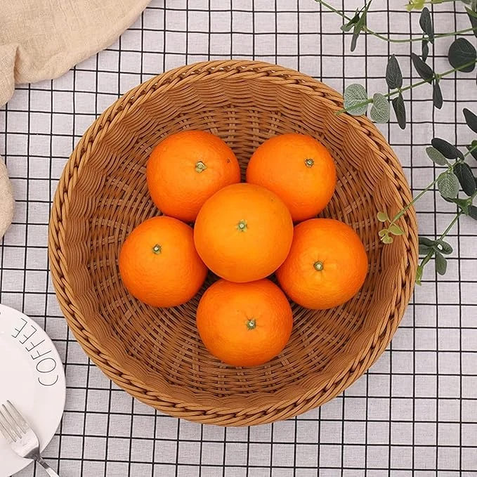 Heavy Round Shaped Polyrattan Basket with PC Roll Top Lid & Metal Wire - 40x10cm — view 7