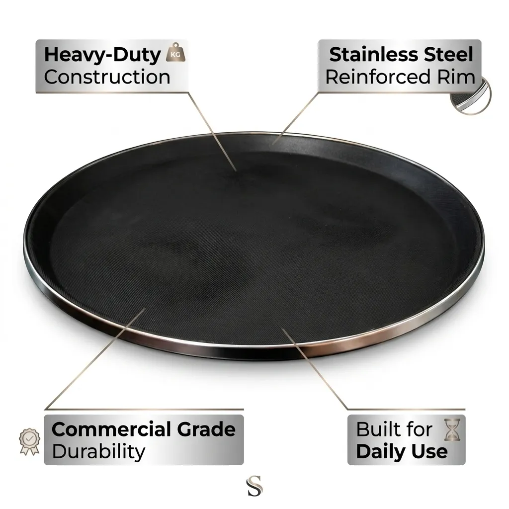 Anti Skid Tray with SS Border - Heavy| Round | 16" — view 4