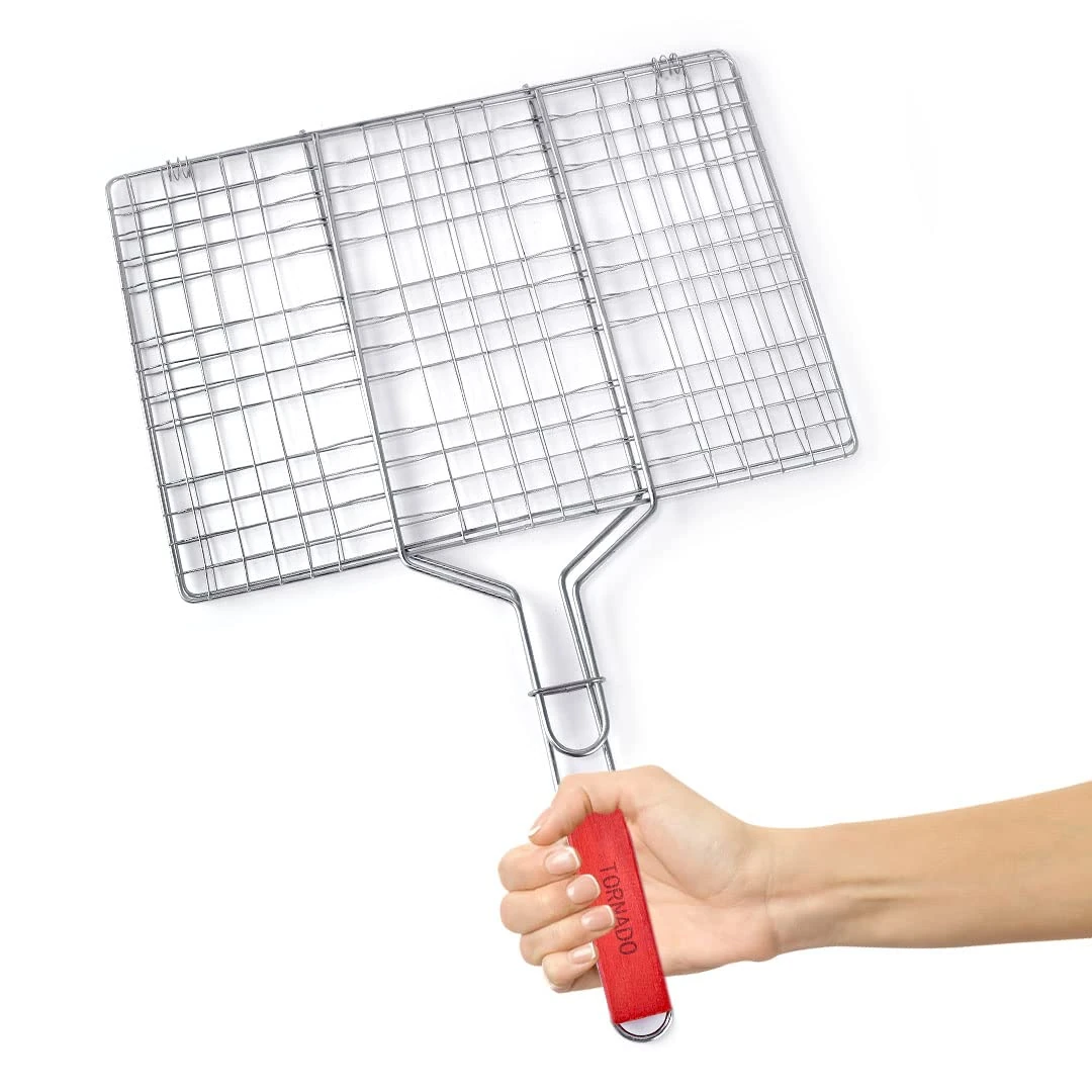 Wooden Handle MS BBQ Grill Net - Rectangle — view 8