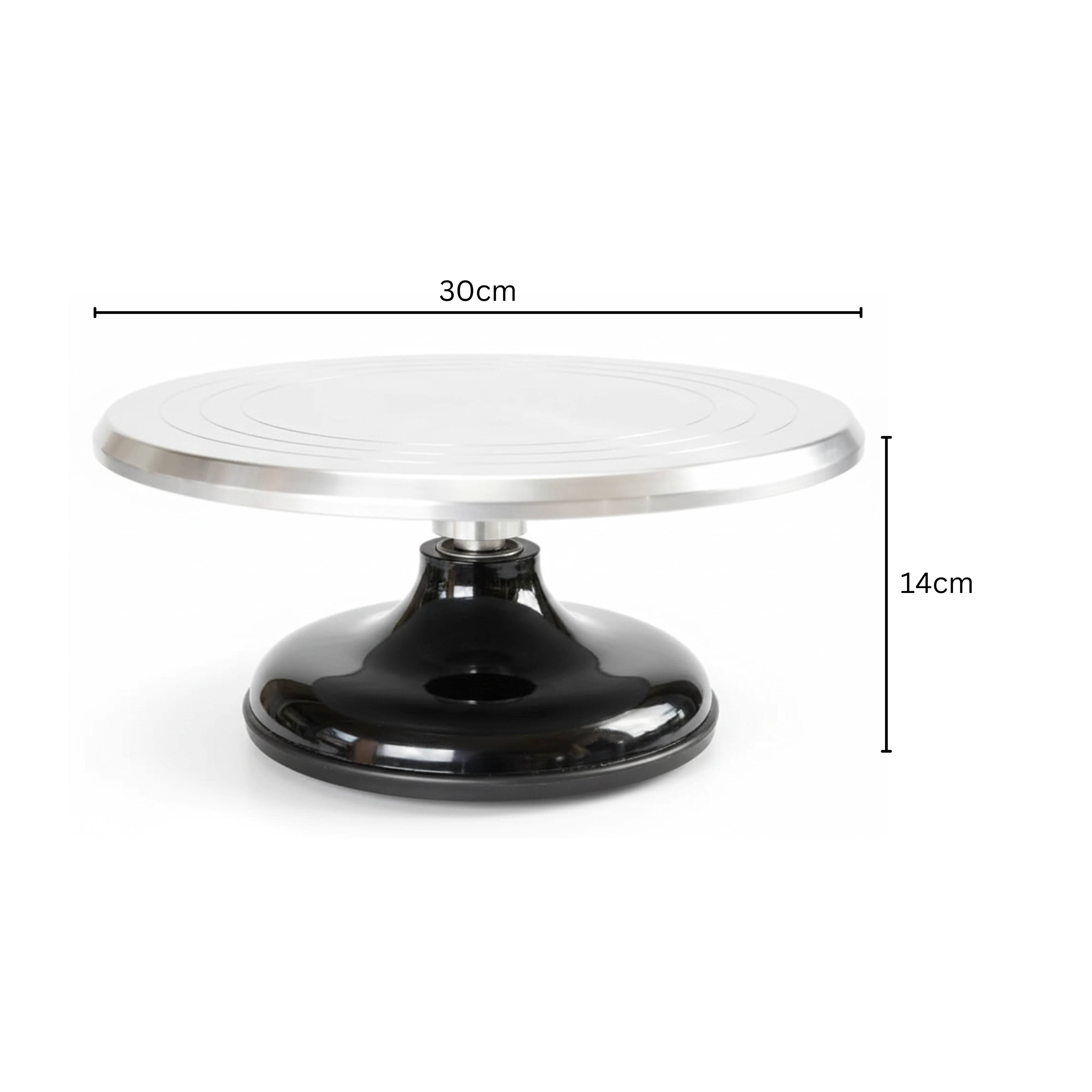 Smooth Rotating Heavy Cake Stand - Aluminium Top | Black Base — view 2
