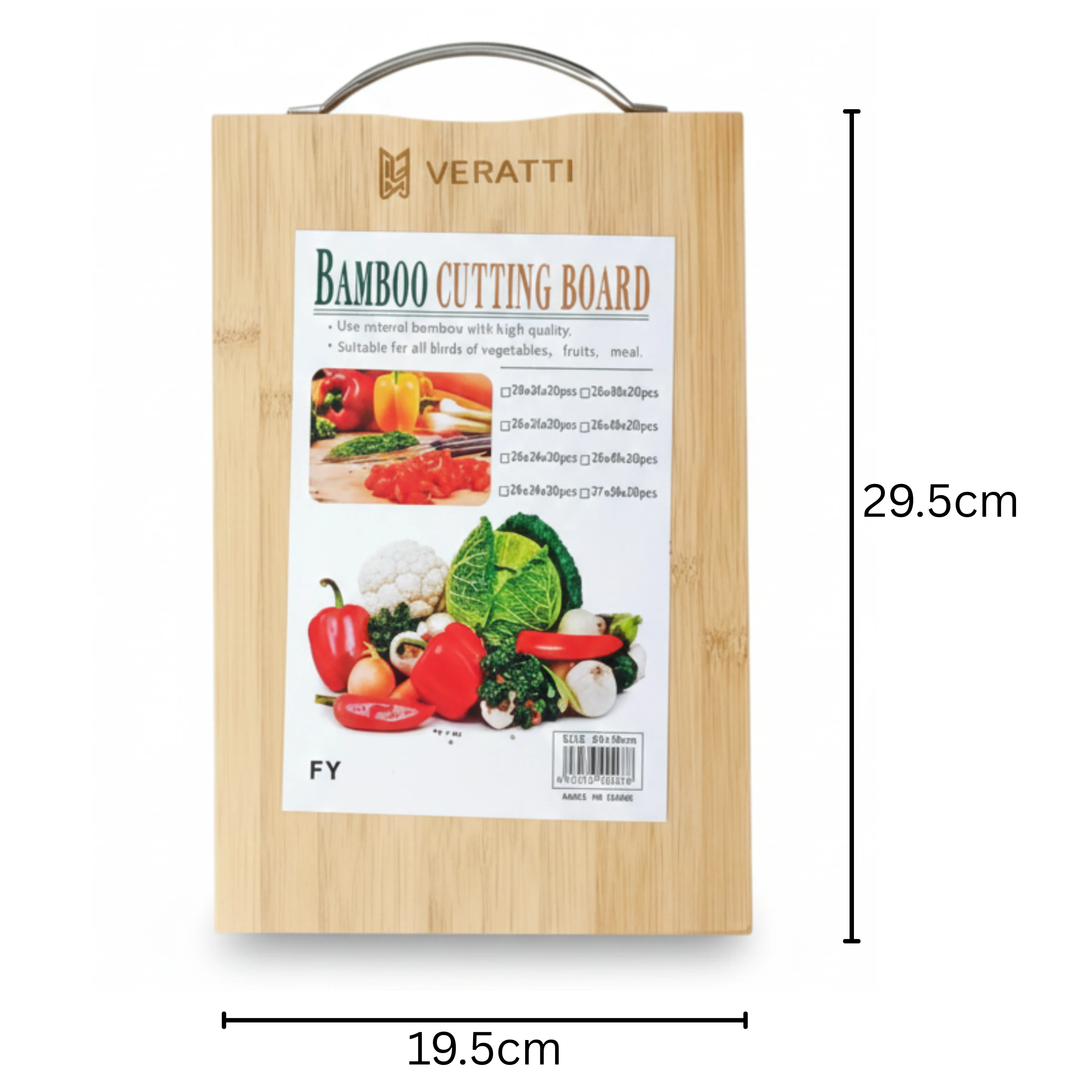 VERATTI Wooden Rectangle Chopping Board with SS Handle and 1.8cm Thickness — view 2