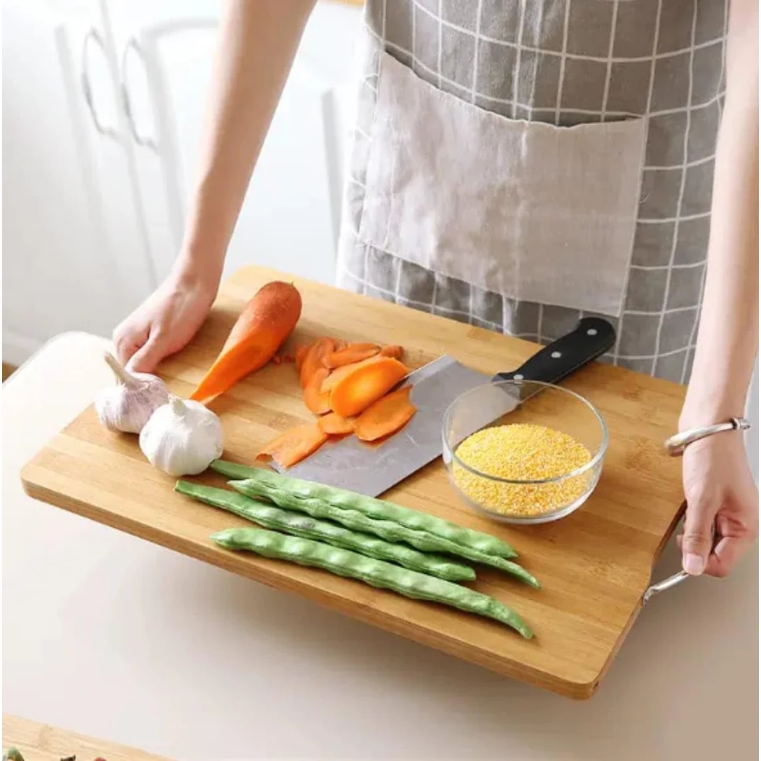 VERATTI Wooden Rectangle Chopping Board with SS Handle and 1.8cm Thickness — view 4