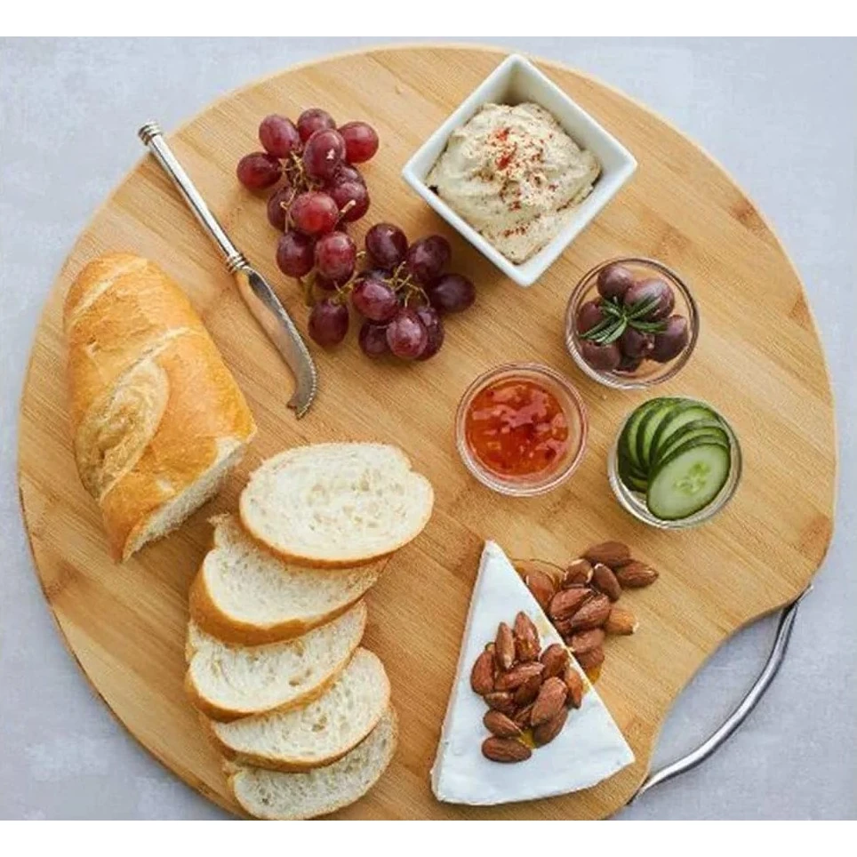 VERATTI Wooden Round Chopping Board with SS Handle and 1.8cm Thickness — view 7
