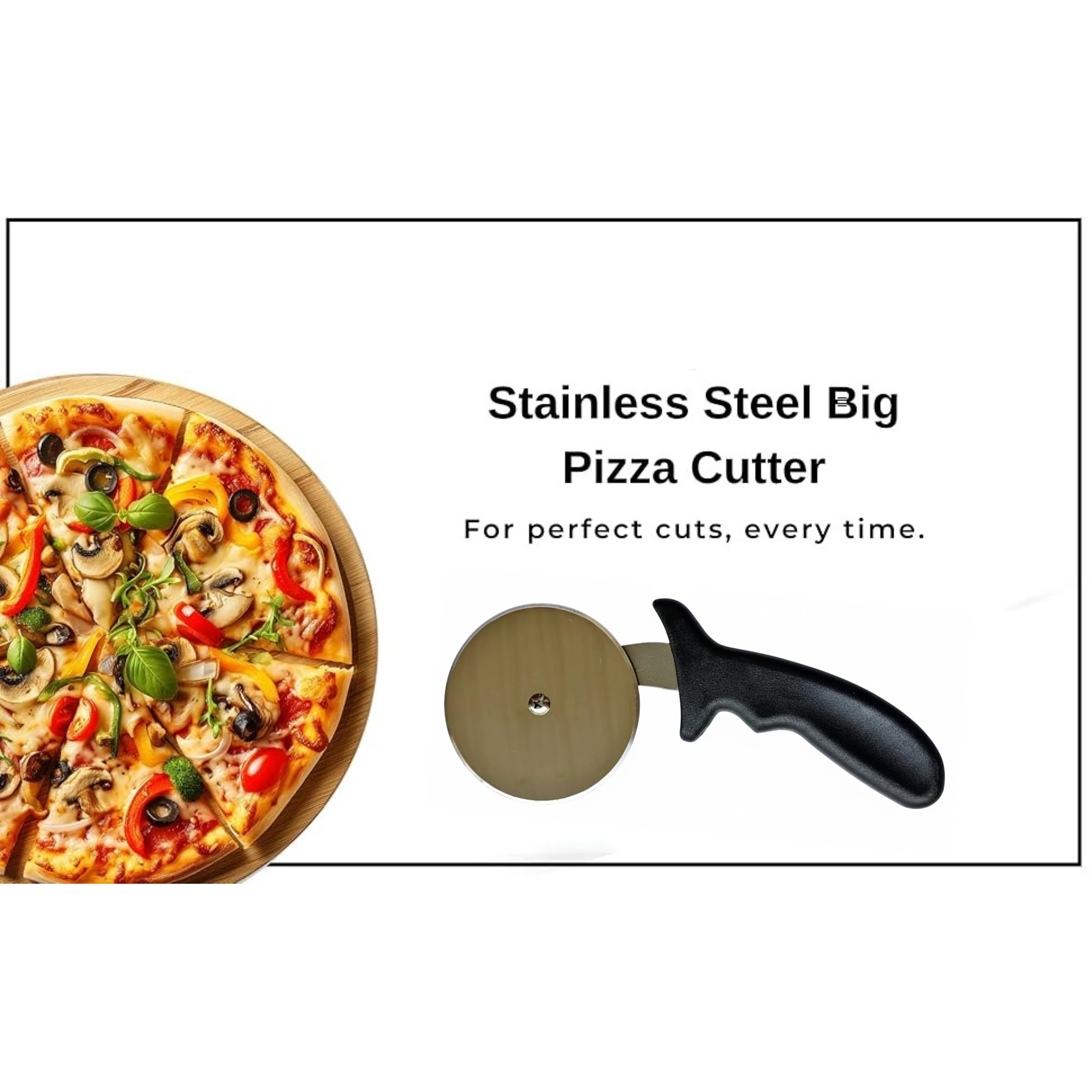 Super Heavy Black Handle with SS Disc 4" Pizza Cutter — view 4