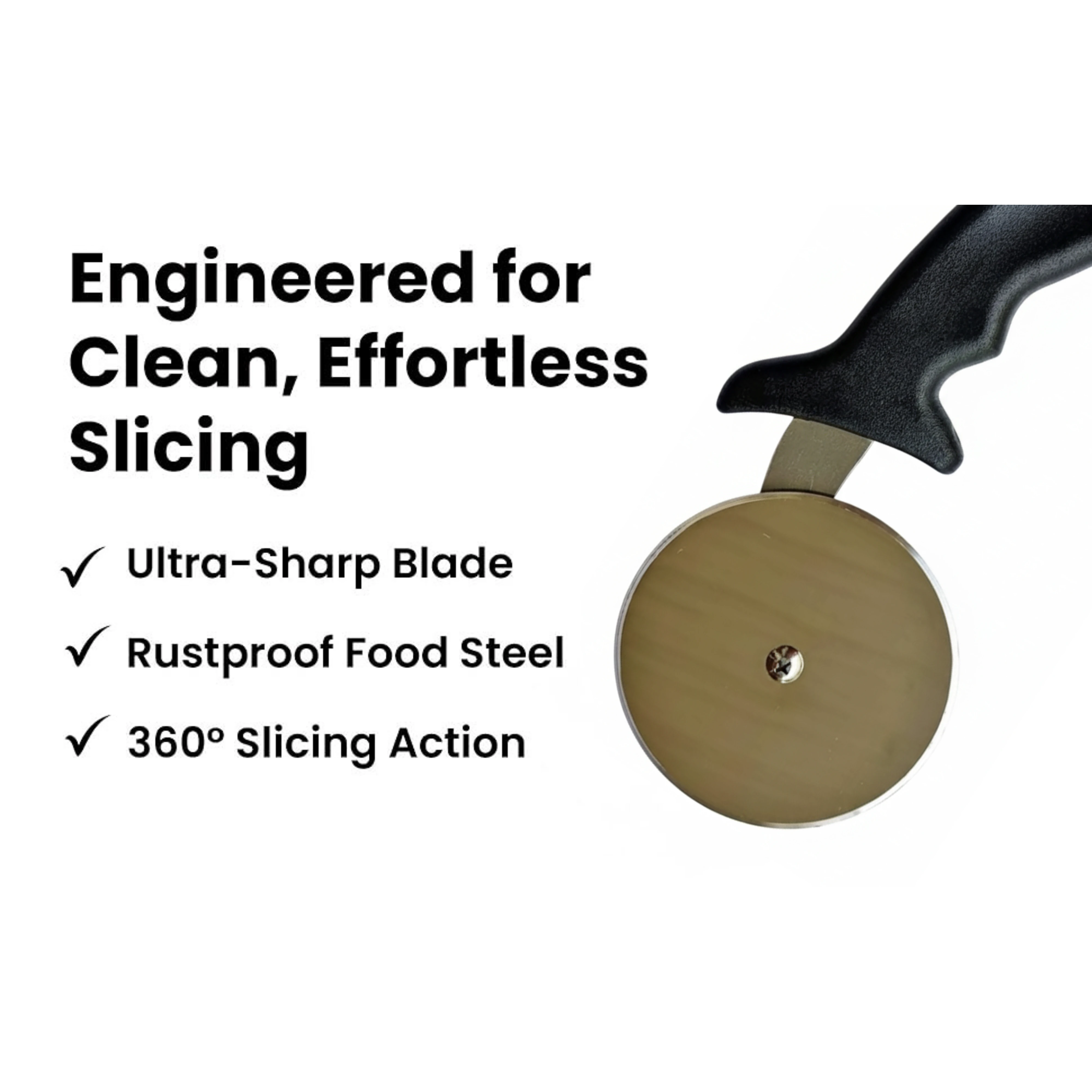 Super Heavy Black Handle with SS Disc 4" Pizza Cutter — view 5