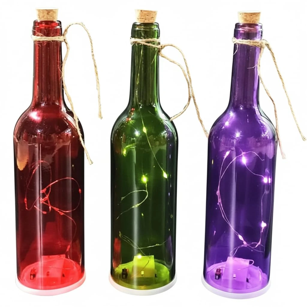 VAMA Premium Devorative Glass Bottel with Glow Lights
