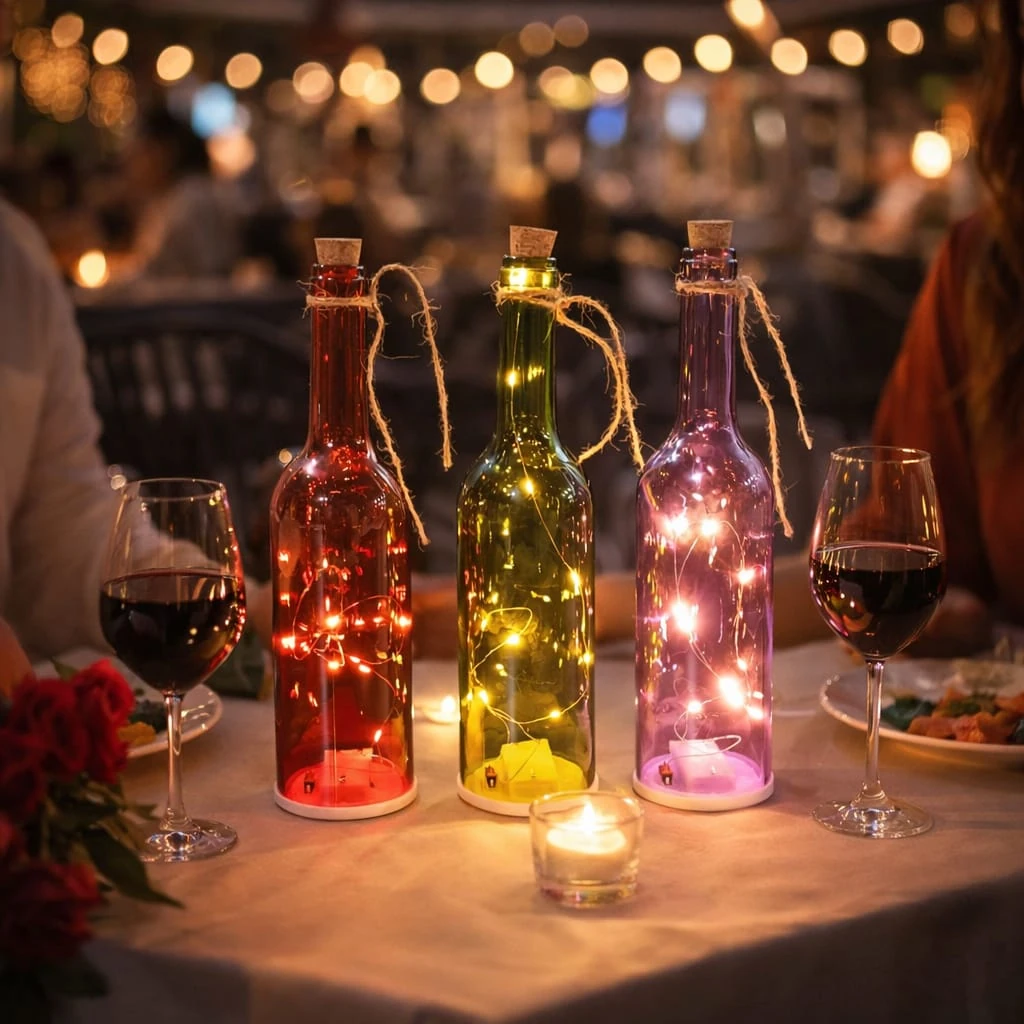 VAMA Premium Devorative Glass Bottel with Glow Lights — view 3