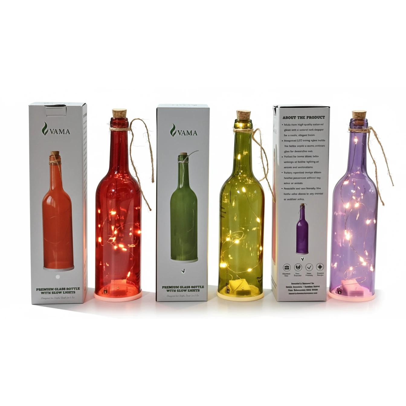 VAMA Premium Devorative Glass Bottel with Glow Lights — view 8