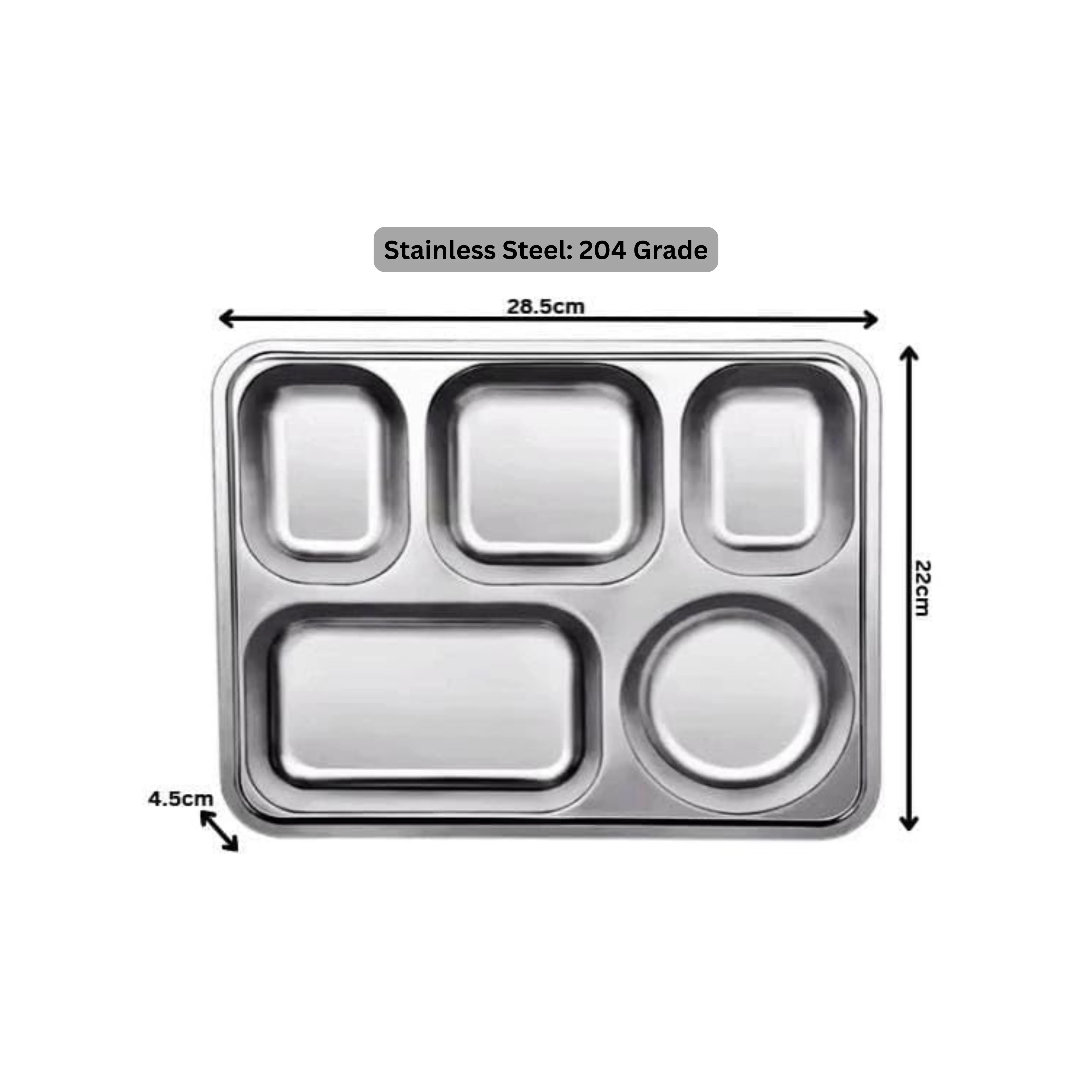 SS Bento/Thali/Meal Box with Lid 5 Compartments — view 2