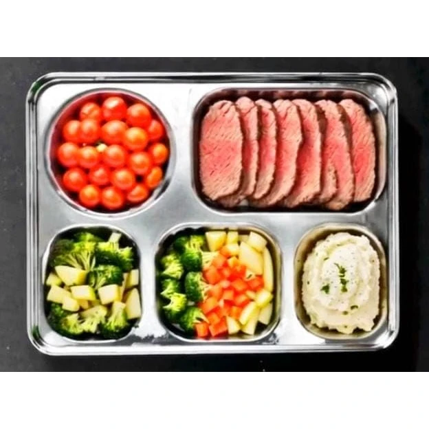 SS Bento/Thali/Meal Box with Lid 5 Compartments — view 3