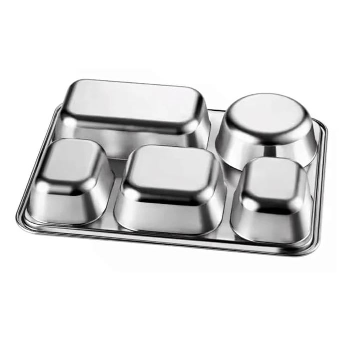 SS Bento/Thali/Meal Box with Lid 5 Compartments — view 5