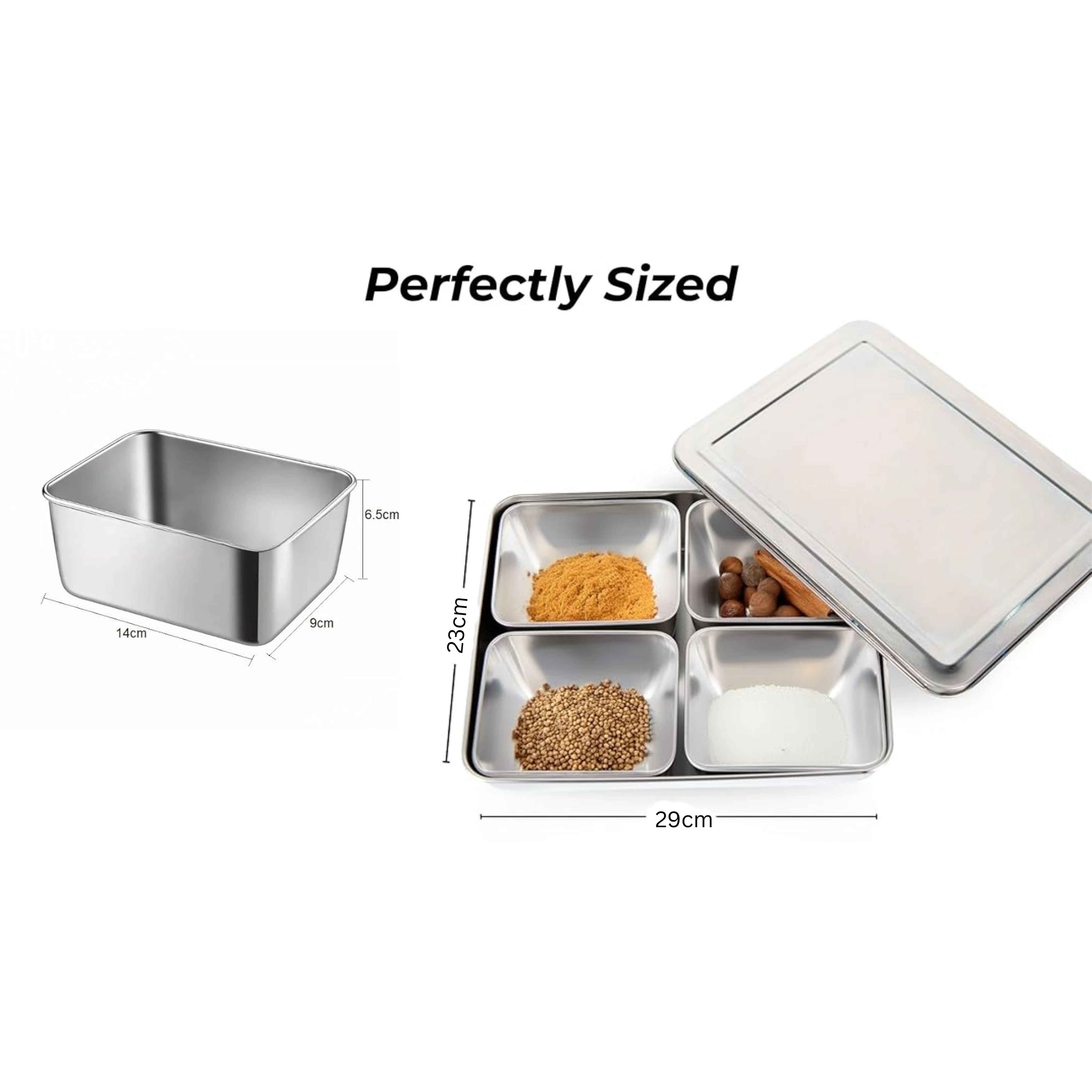 SS Condiment/Spice/Masala Box with Lid — view 2