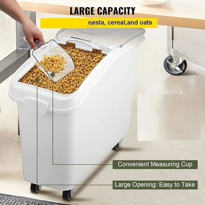 Plastic Ingredient Bin with Wheels & PC Grain Scoop — view 4