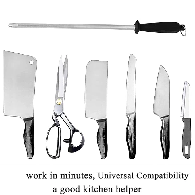 SS Knife Sharpening Rod with Black Handle — view 6
