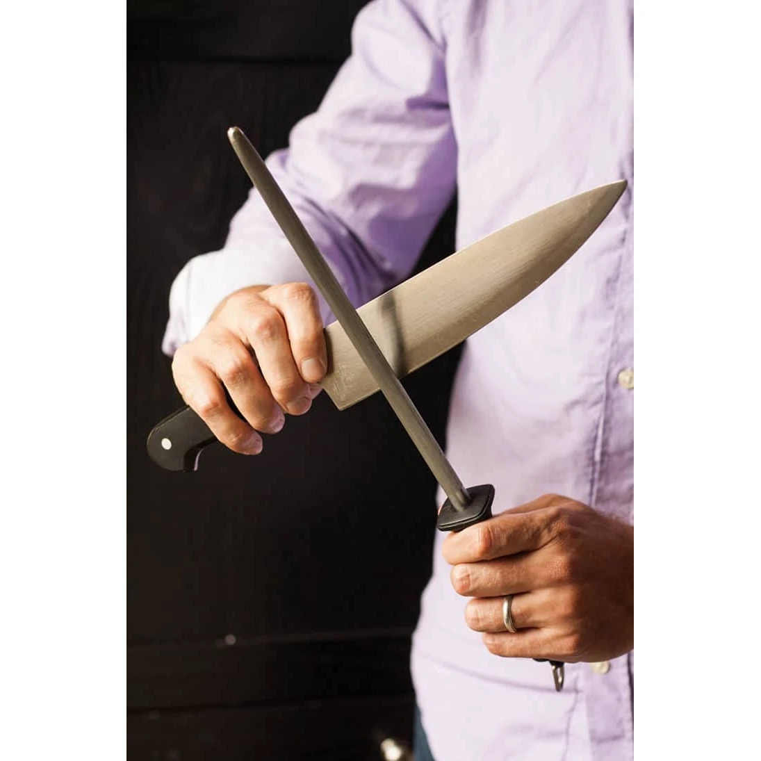 SS Knife Sharpening Rod with Black Handle — view 9