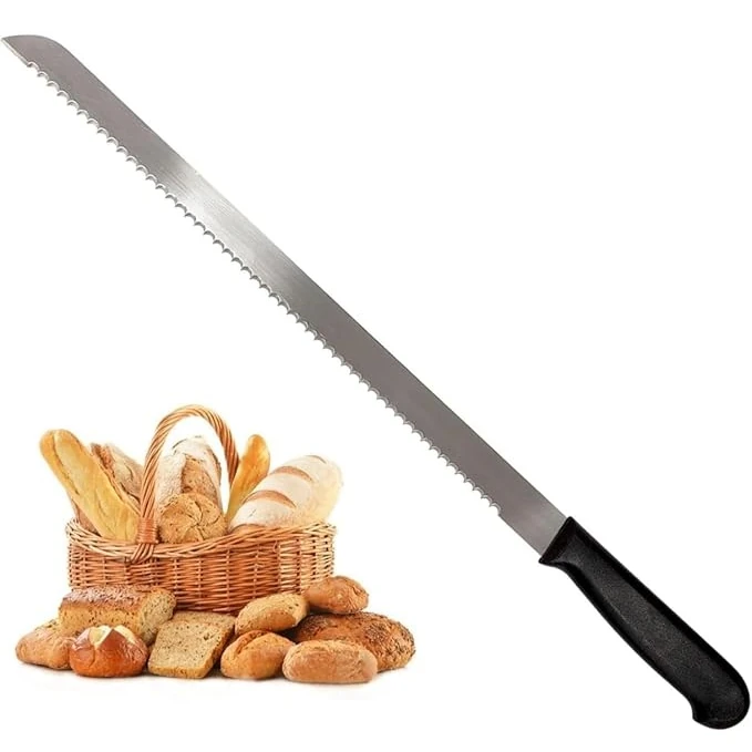 Plastic Black Handle Bread Knife with Big Teeth