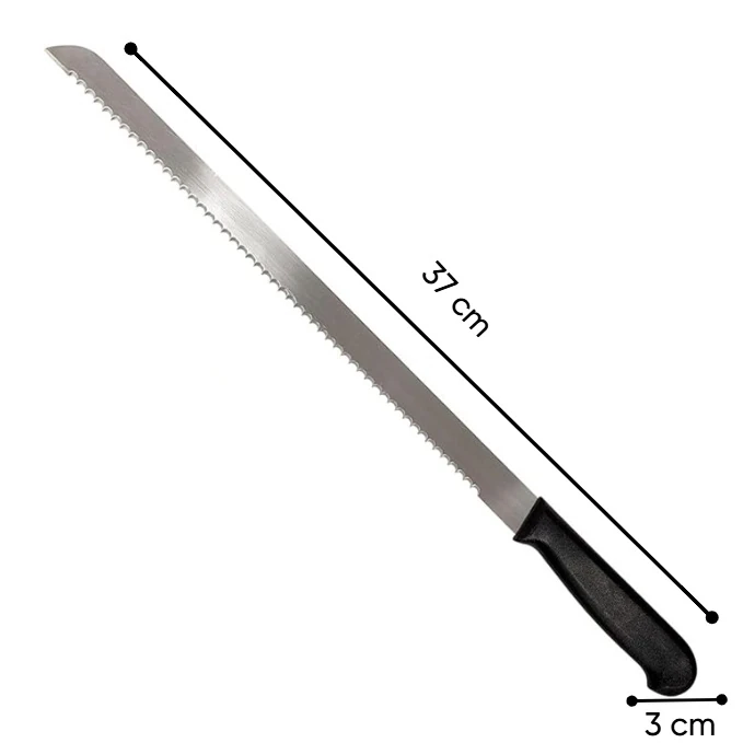 Plastic Black Handle Bread Knife with Big Teeth — view 2