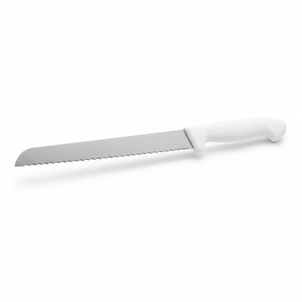 Plastic White Handle Bread Knife with Teeth