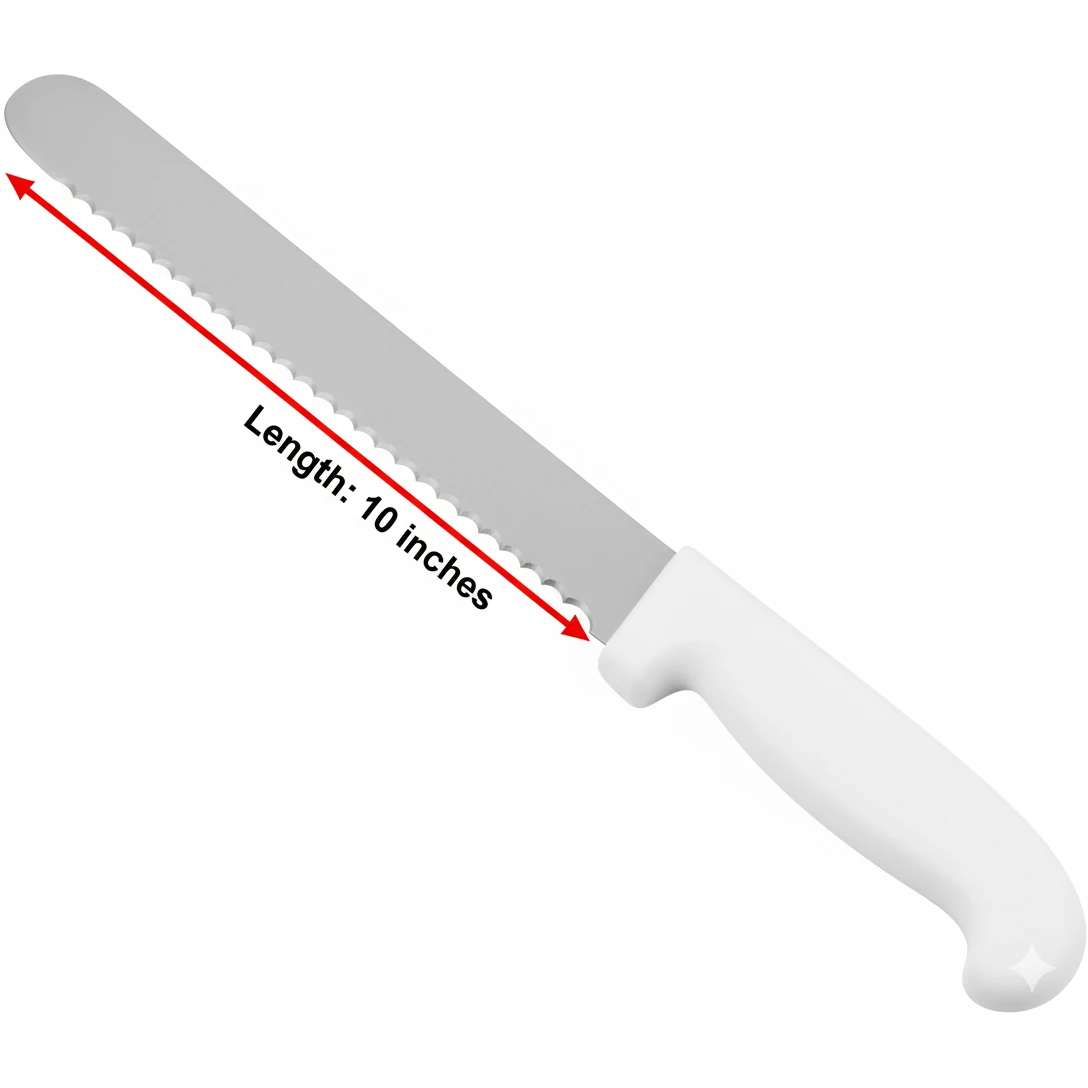 Plastic White Handle Bread Knife with Teeth — view 2