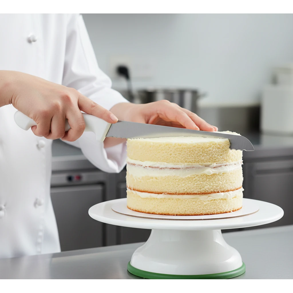 Plastic White Handle Bread Knife with Teeth — view 3