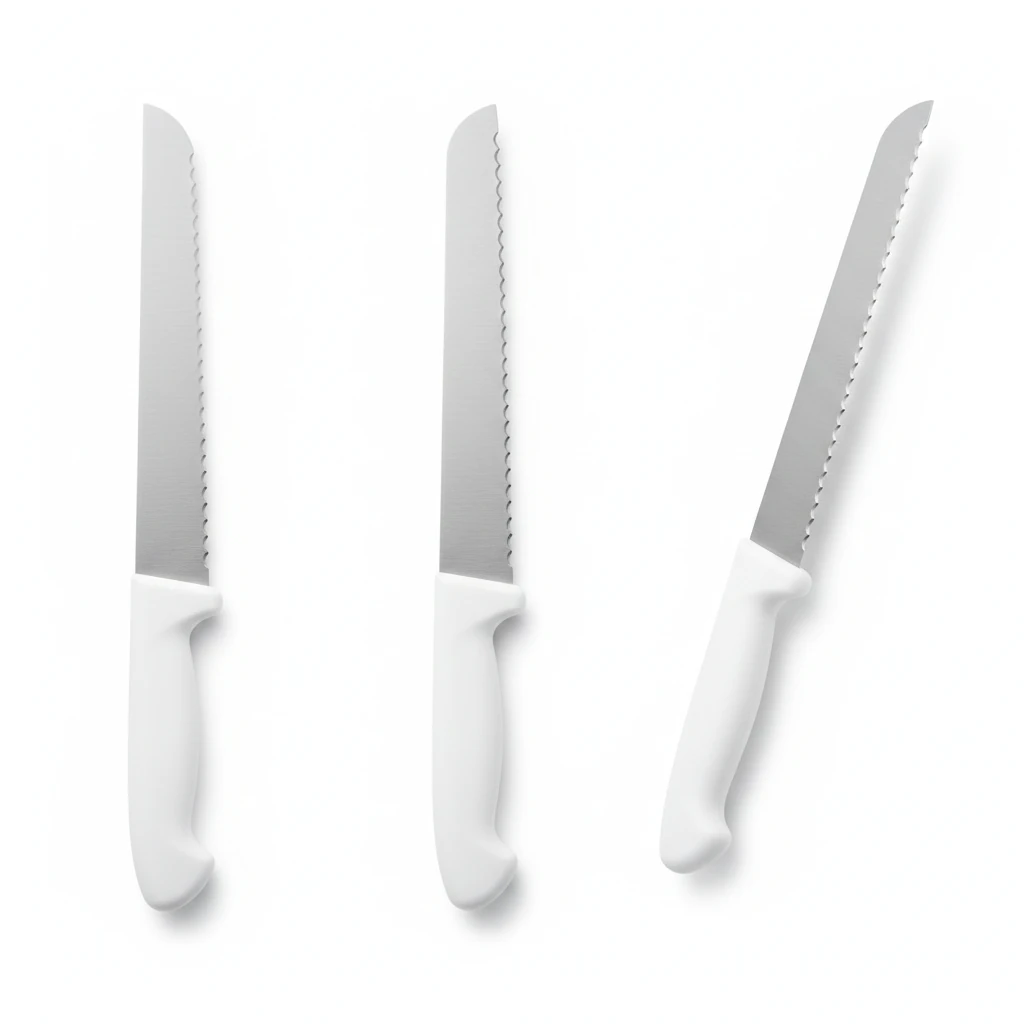 Plastic White Handle Bread Knife with Teeth — view 4