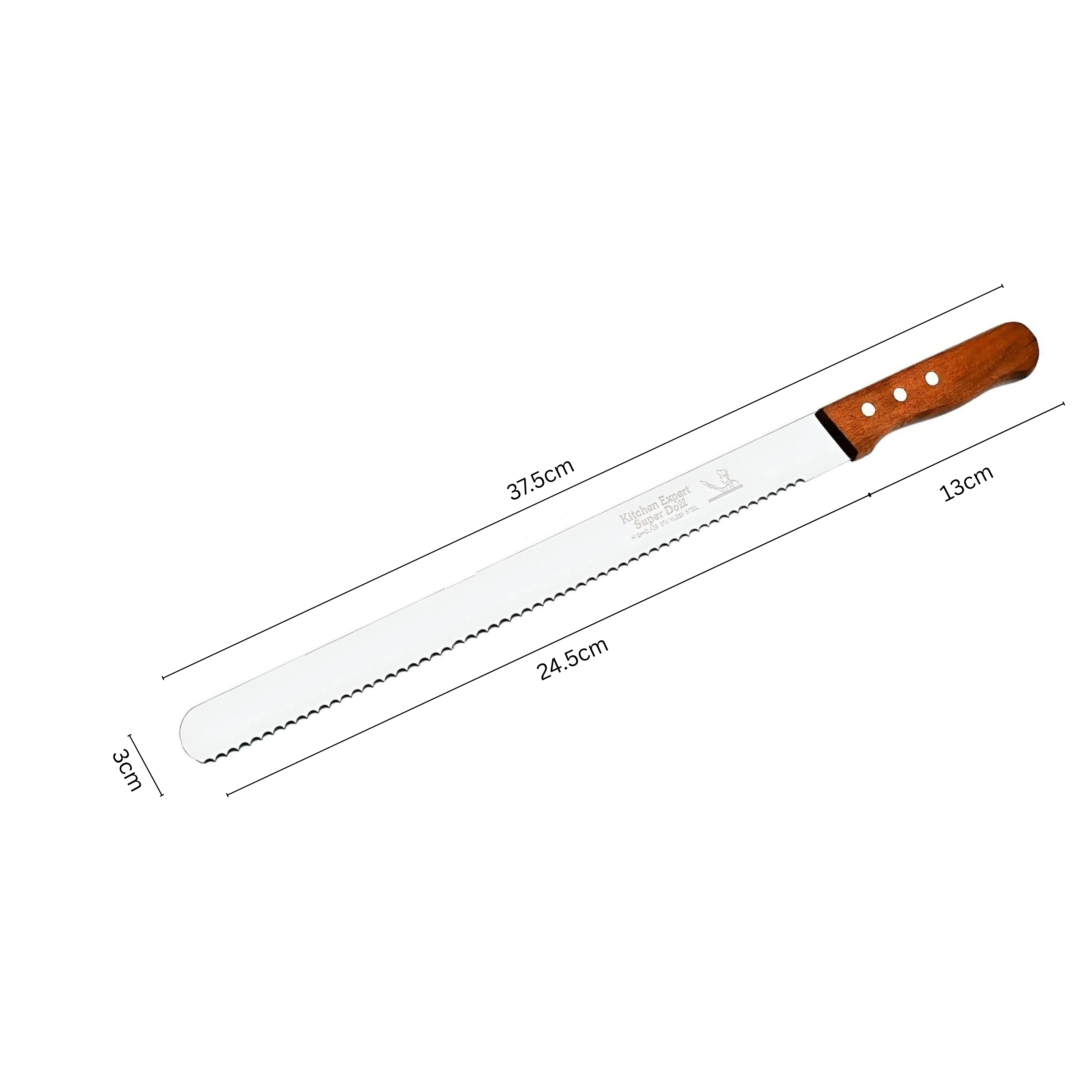 Wooden Handle Bread Knife with Big Teeth — view 2