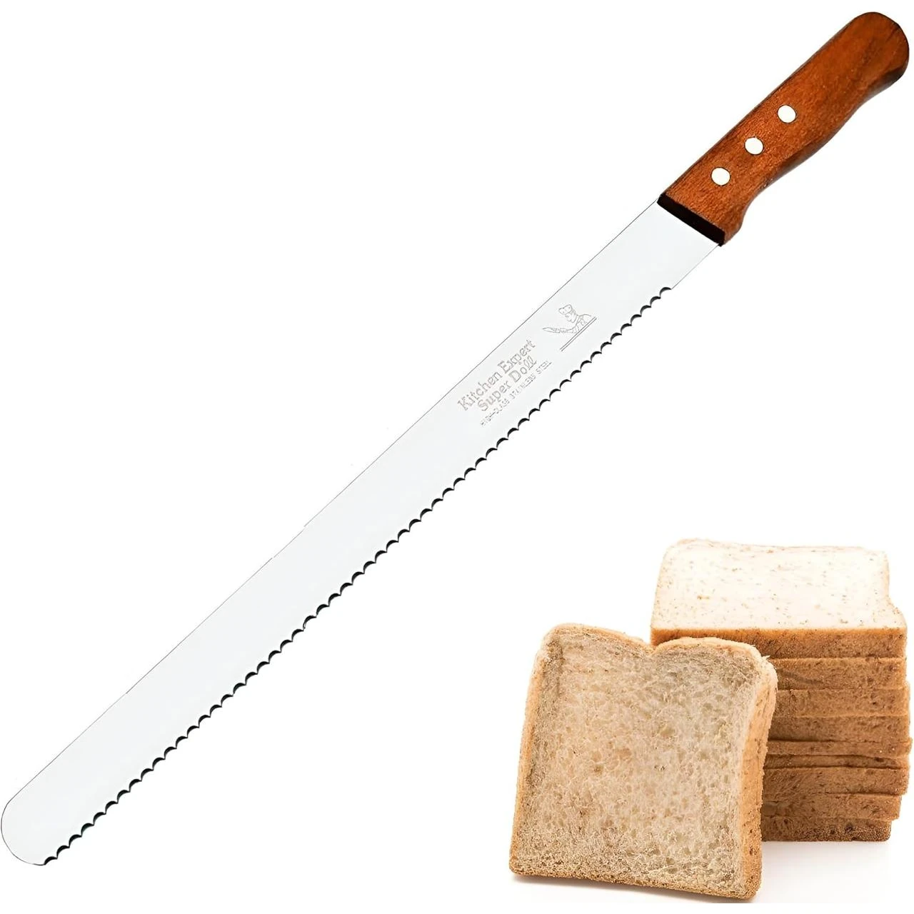 Wooden Handle Bread Knife with Big Teeth — view 4