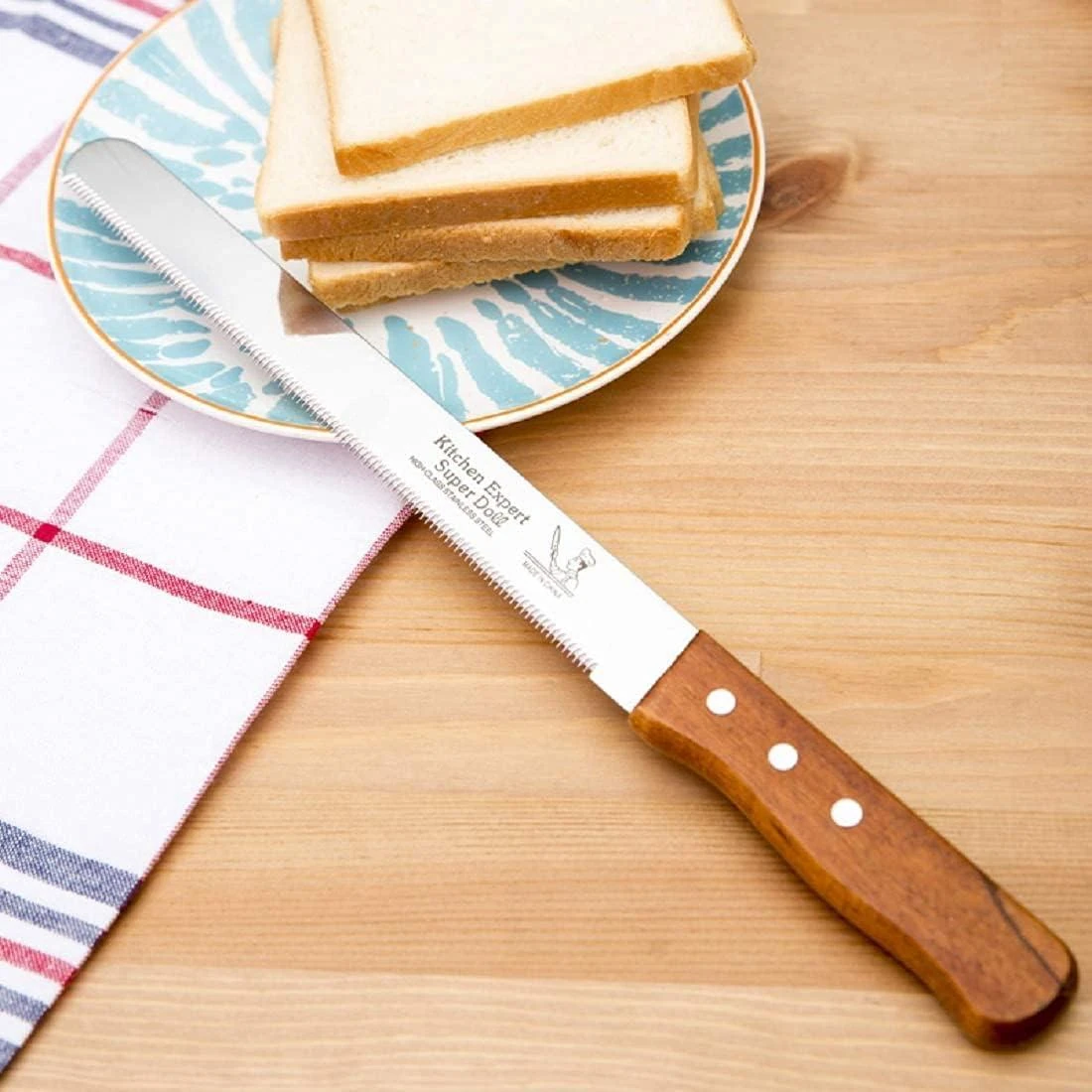 Wooden Handle Bread Knife with Small Teeth — view 4