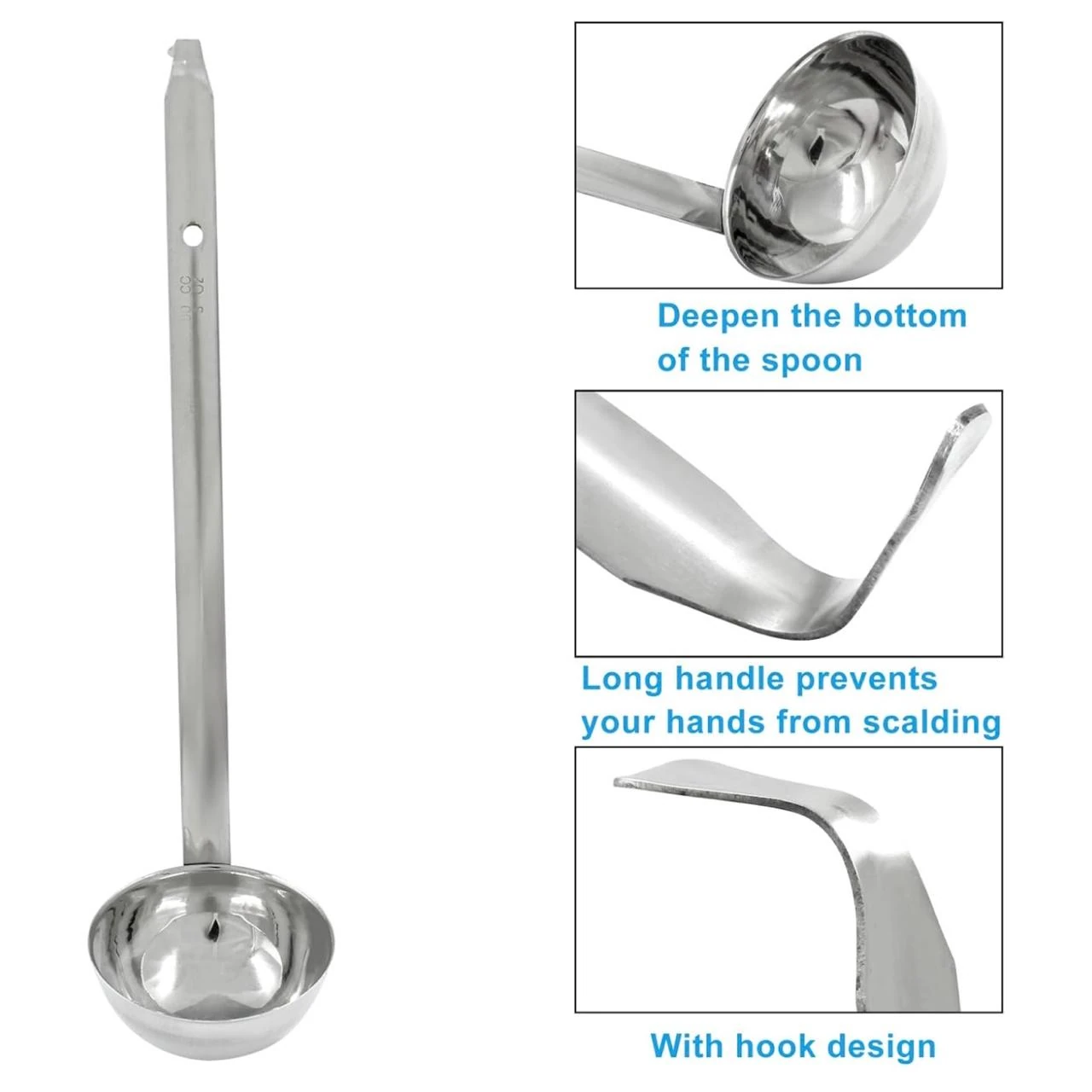 SS Soup Laddle with Mirror Finish - 120ml — view 6