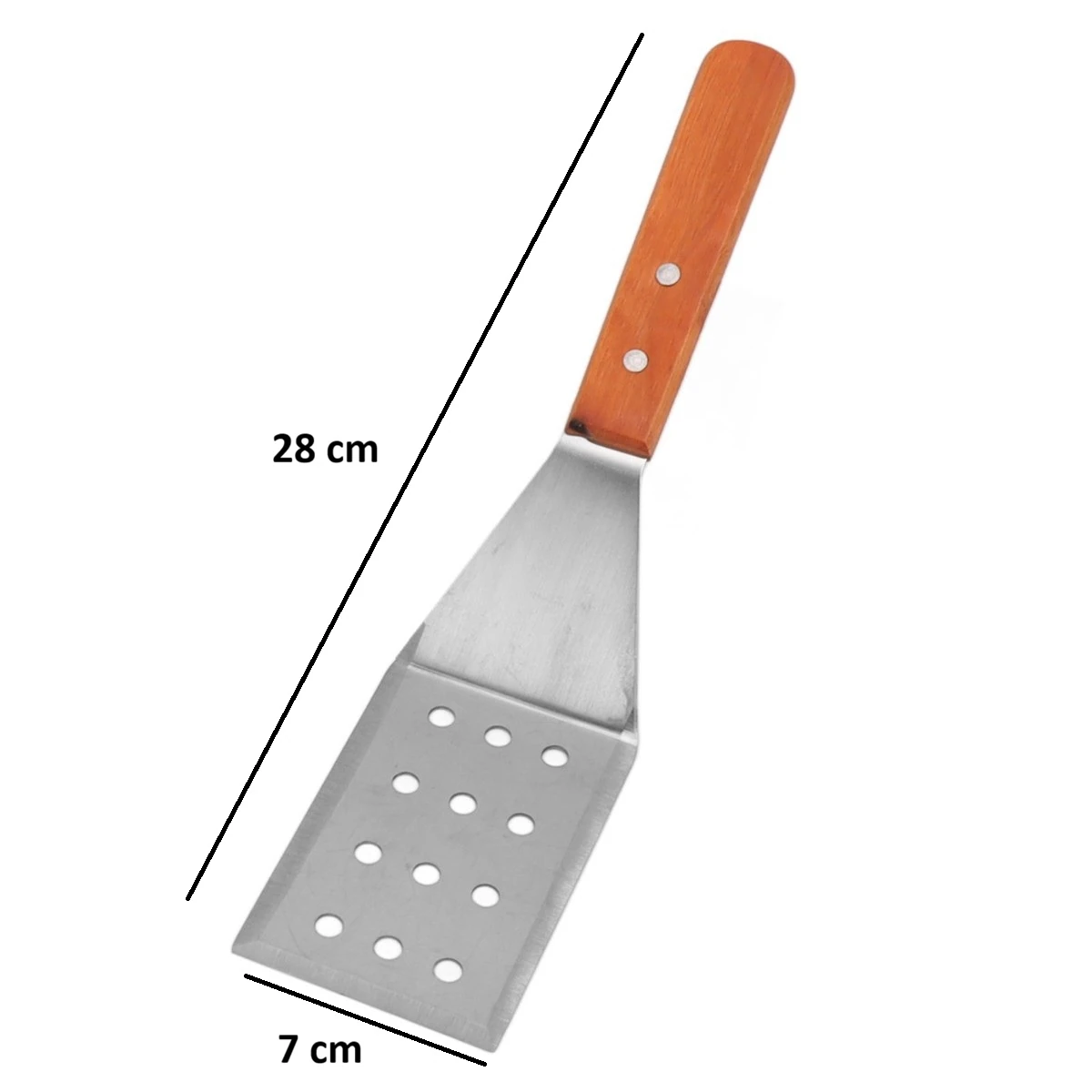Wooden Flat Handle SS Rectangle Lifter with Holes Small - No.23 — view 2