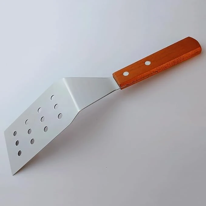 Wooden Flat Handle SS Rectangle Lifter with Holes Small - No.23 — view 4