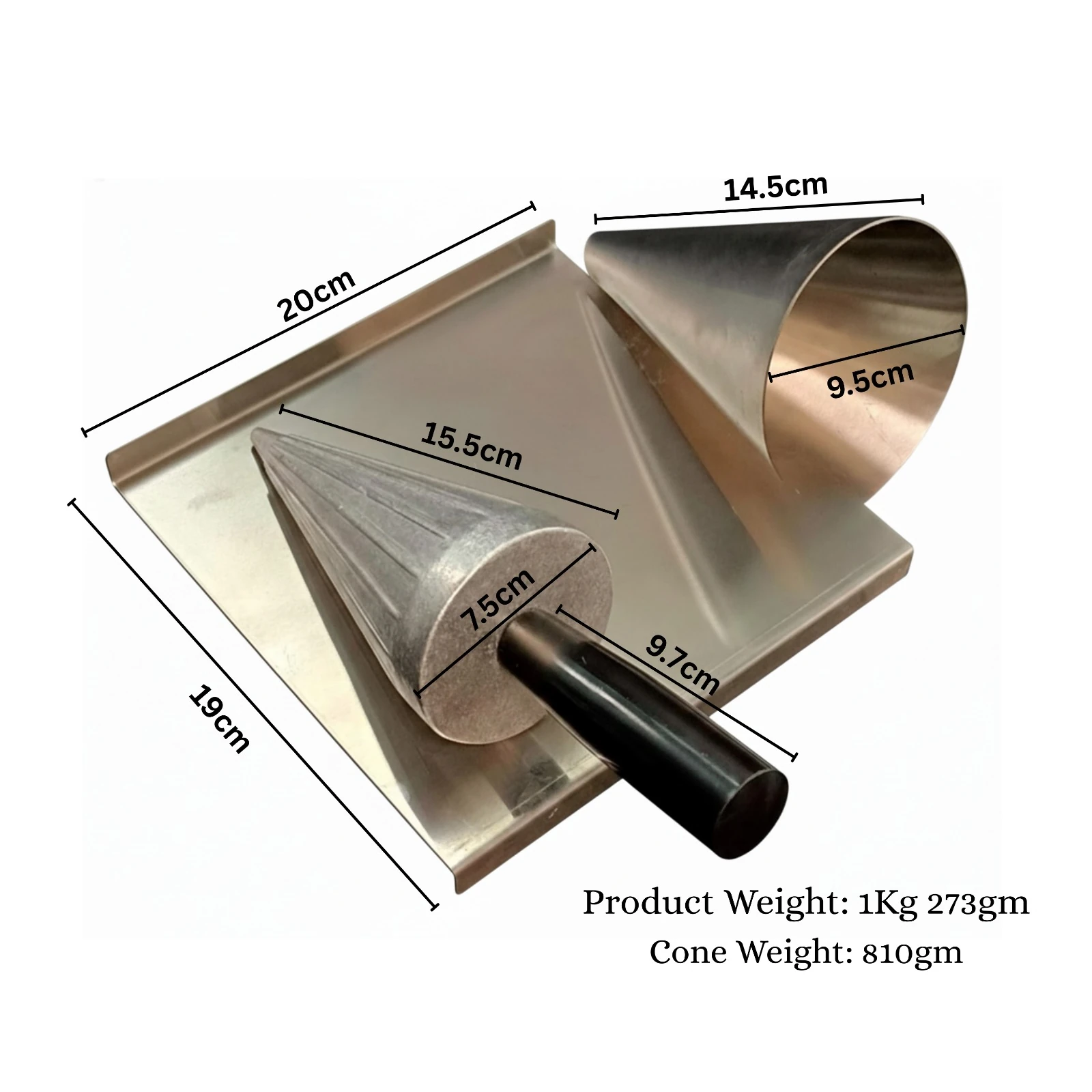 SS Heavy Waffle Cone Mould with Black Handle - (Weight: 1kg 273g) — view 2
