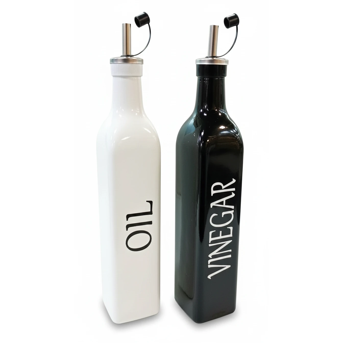 VAMA 2 in 1 Glass Oil & Vinegar Dispenser - 500ml | White + Black — view 6