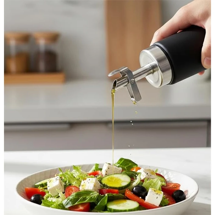 VAMA Glass + SS Oil/Vinegar Dispenser - 180ml | Black — view 3