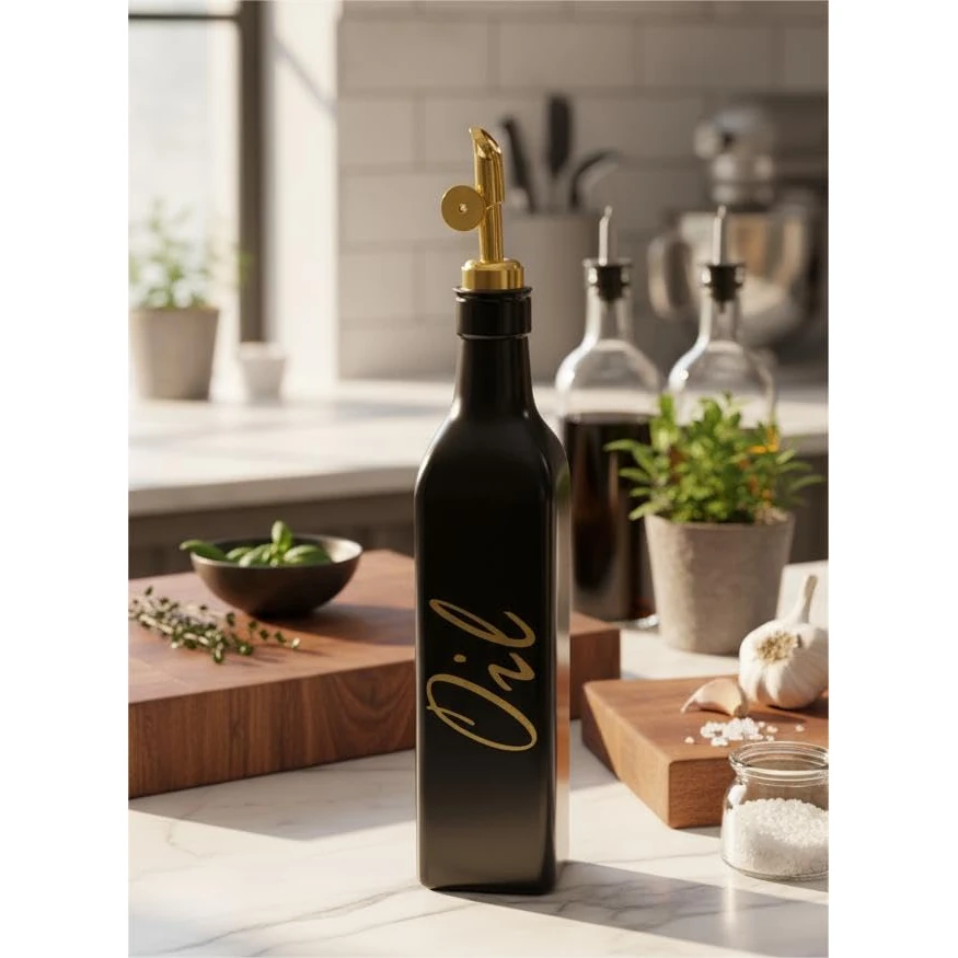 VAMA Glass Oil Dispenser - 500ml | Black — view 5