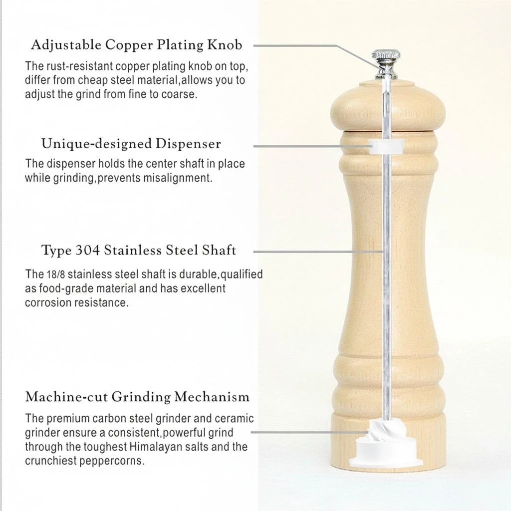 Wooden Pepper Mill - Cream — view 8