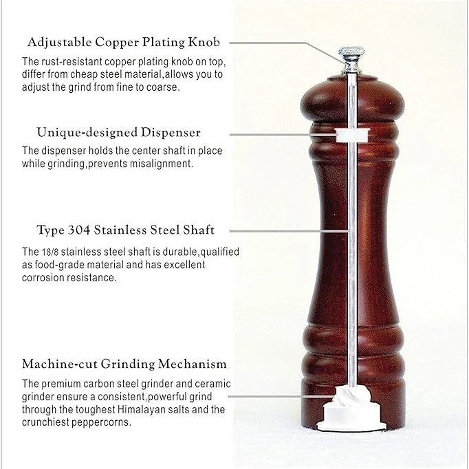 Wooden Pepper Mill - Walnut Brown — view 8