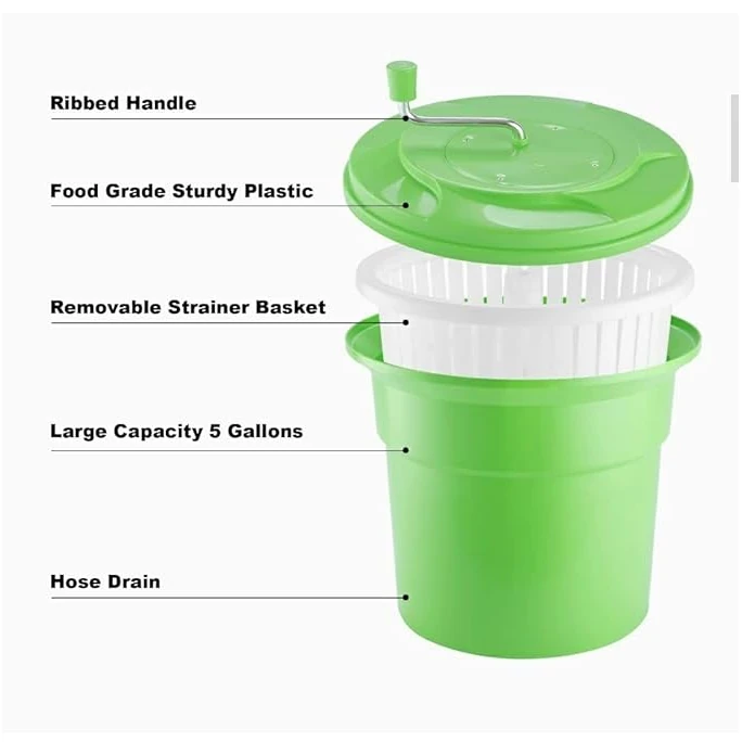 Plastic Salad Spinner - Green — view 7
